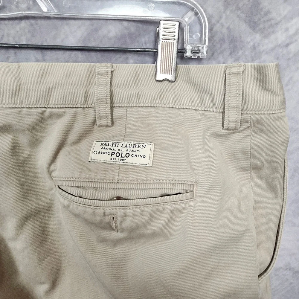 Polo Ralph Lauren Prospect Pant Chino Mens 38x29 Khaki Flat Front Cotton Hemmed